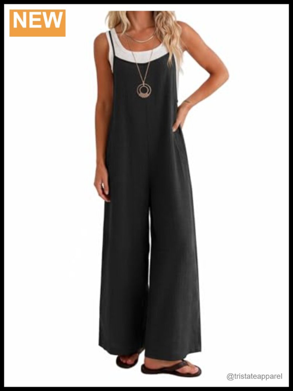 Ekouaer Women's Casual Jumpsuit Loose Wide Leg Overalls Summer Sleeveless